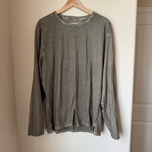 John Varvatos Vintage Wash Long Sleeve Tee Shirt Olive Green XL